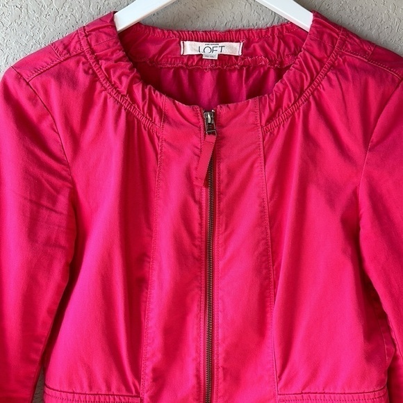 LOFT Hot Pink Cotton Peplum Style Jacket Size XS - Picture 2 of 13
